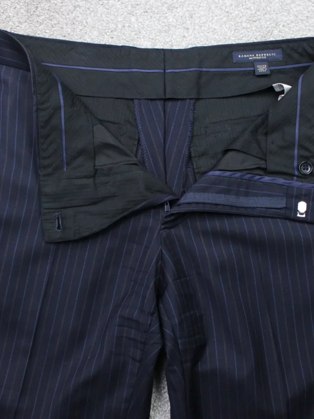 Banana Republic Pants Mens 30x32 Blue Pinstripe Modern Fit Wool Flat Front Lined